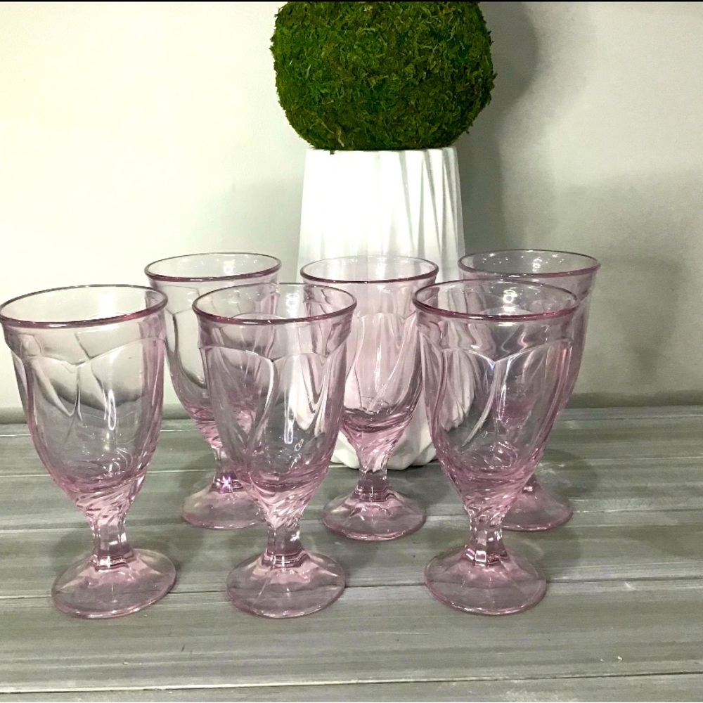 Noritake Sweet Swirl Pink Water Glass / Set of 6